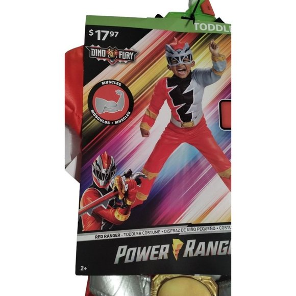 Dino Fury Red Power Rangers 2 Piece Toddler Costume 2T Disguise Cosplay - Picture 4 of 5